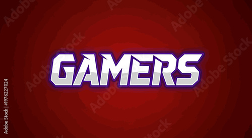 Modern Gamers Text Logo with Purple Glow on Red Gradient Background