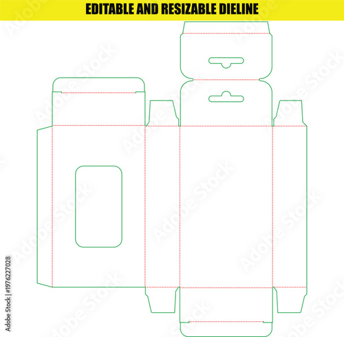 Commercial Product Box Dieline Design with Secure Flaps and Hanging Euro Slot