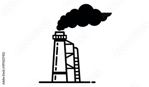 Industrial pollution a black smoke stack emitting dark clouds environmental concerns