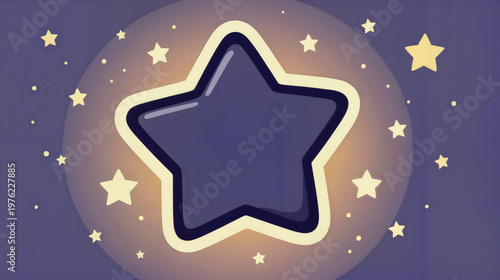 Star illustration with glowing outline and surrounding stars  