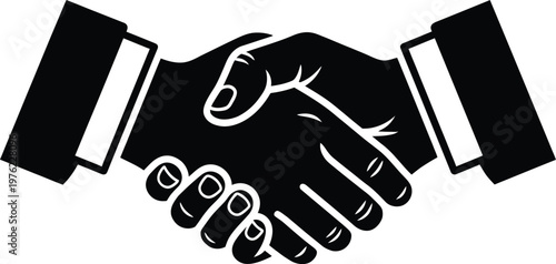 Vector graphic illustration of two hands shaking in a firm handshake
