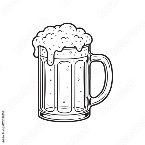 mug of beer with foam illustrator graphic design