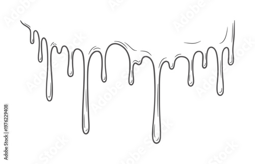 Dark grey dripping liquid lines white