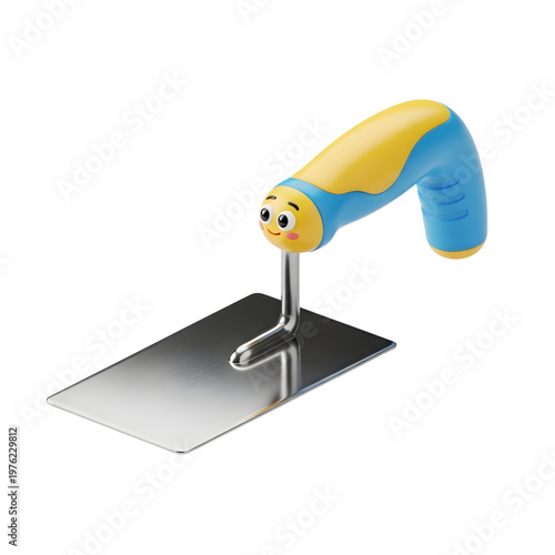 Trowel, cartoon handle, smiling tool, construction equipment, metal blade