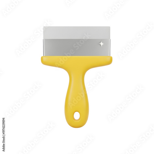 Yellow paint scraper, putty knife, flat tool, painting supplies