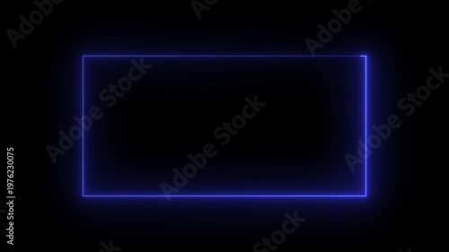 Abstract Blue Neon Glowing Rectangle Border Animation on Black Background