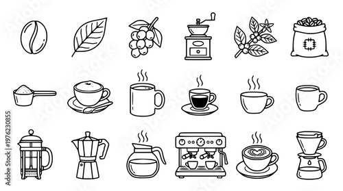 Set of coffee vector graphics and illustrations for designs