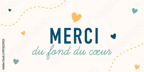 Carte de remerciement avec message “Merci du fond du cœur”, design minimaliste et doux avec éléments décoratifs. Idéal pour exprimer la gratitude dans un contexte personnel ou professionnel.