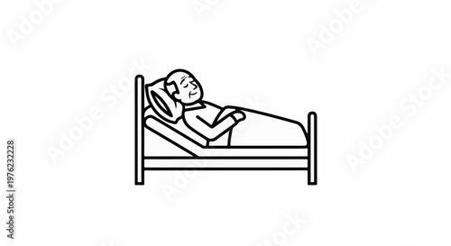 Elderly person sleeping peacefully in a bed on their back