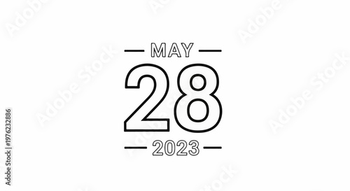 Modern graphic date May 28, 2023, stylized numbers