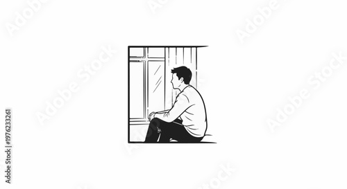 Man sitting by window looking out