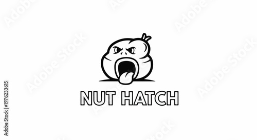 Fierce cartoon face with open mouth and tongue, bold outline, centered, white background