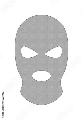 Grey balaclava mask vector illustration, full face knitted ski mask for winter sports, tactical headwear for security and crime concepts