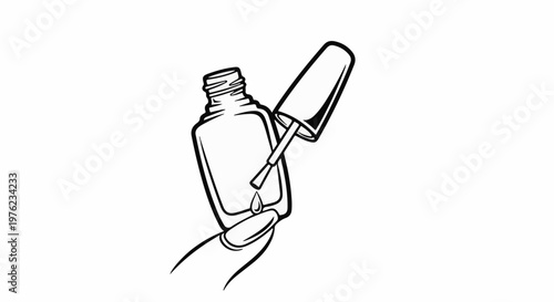 Hand applying nail polish with bottle and brush
