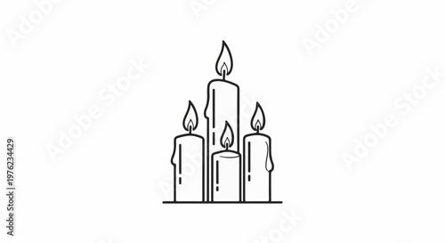 Four lit candles stand tall on a surface, their flames flickering