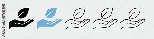 Leaf in hand icon in flat style, basic vector symbol illustration, eco friendly care concept, sustainability and environmental protection design, clean modern icon for apps, logos, branding, and green