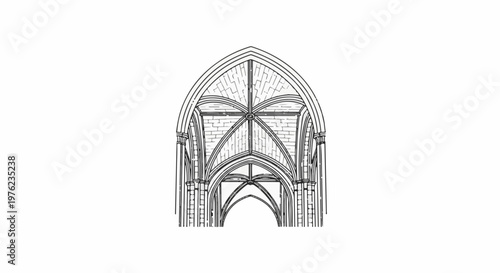 Gothic vaulted ceiling with arches and ribbed vaults