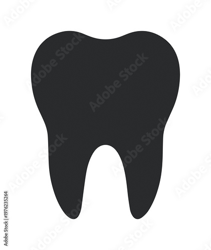 Minimalist tooth silhouette vector icon, black dental tooth shape isolated on white, professional dentistry and oral healthcare symbol