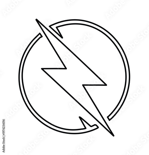Free Download Minimalist lightning bolt icon in circle, black outline power symbol vector, electric energy flash sign for logo design and web interface - GFXLoad
