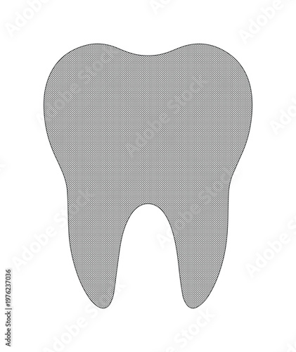 Minimalist tooth silhouette vector, grey molar icon for dental clinic branding, simple human tooth shape isolated on white background