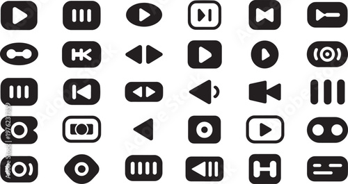various media player icons bundle set