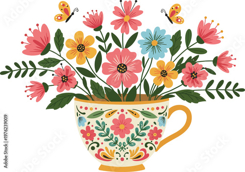 A beautiful floral gift featuring a pink and yellow spring daisy bouquet arranged in a decorative vase to bring the color of a summer garden blossom into your home