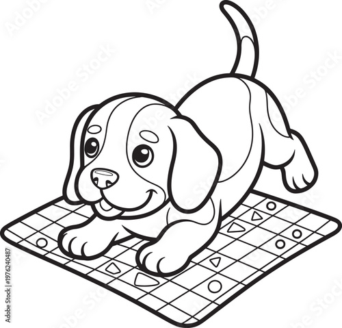 playful puppy on tic tac toe board