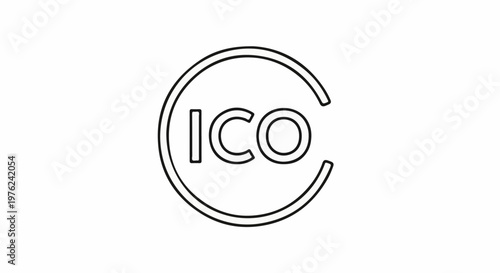 Stylized outline of the letters ICO within a circular shape