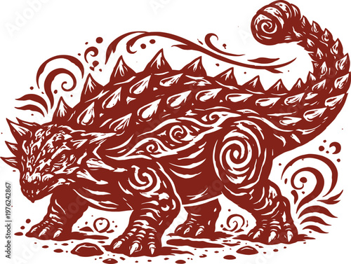 Ankylosaurus Tribal Swirl Prehistoric Art