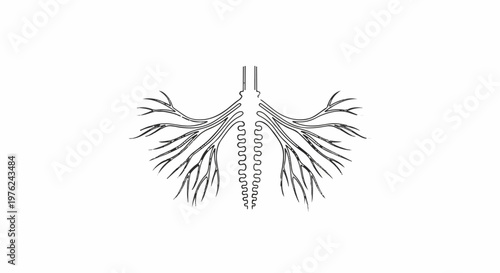 Stylized illustration of branching neural pathways emanating from a central, segmented structure