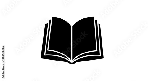 Open Book Icon Silhouette, Education and Knowledge Symbol