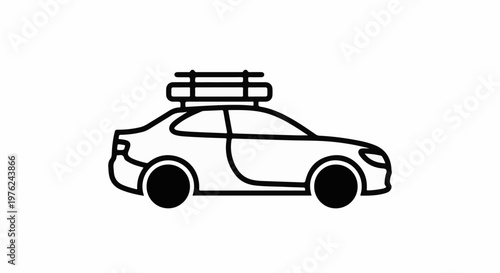 Stylized line art of a car with a roof rack