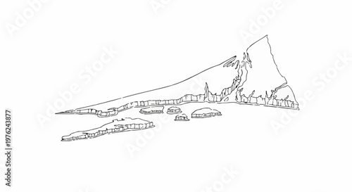 Stylized outline sketch of an island archipelago with detailed coastline contours