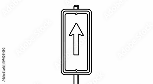 Stylized line drawing of a vertical traffic sign with an upward arrow