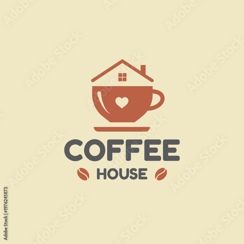 Coffee cup and house combine coffee house logo design concept 2026