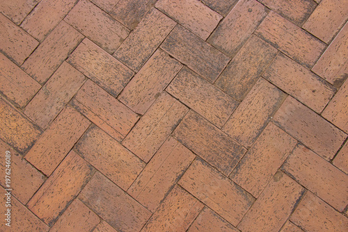 Brown brick block background for paving on a sidewalk for design decoration exterior.