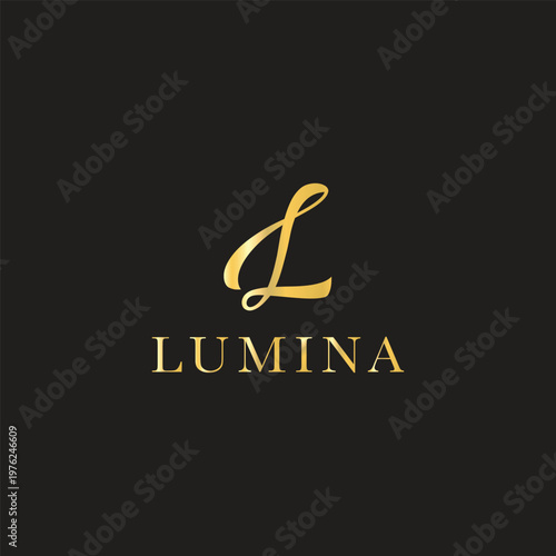 Letter L premium cosmetic brand Lumina logo design concept 2026