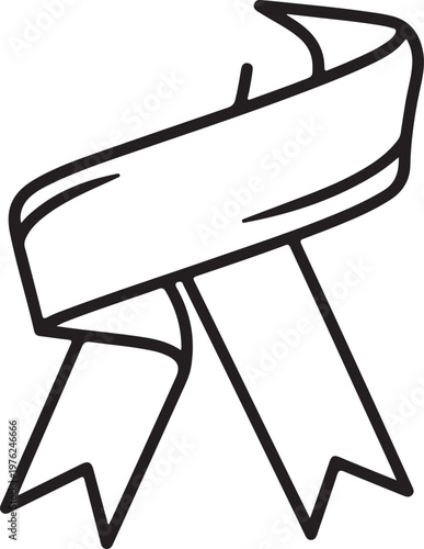 A black and white drawing of a ribbon