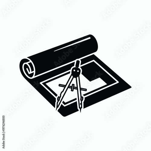 Silhouette of a telescope on tripod vector illustration