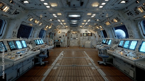 High tech spaceship interior with digital displays and lighting high resolution picture