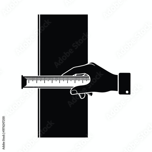 hand holding a sale key sign with measuring tool elements isolated on white background