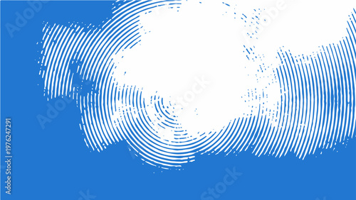 Vector Abstract graphic of concentric pattern in blue and white, artistic composition evoking dynamic, energy, and movement.
