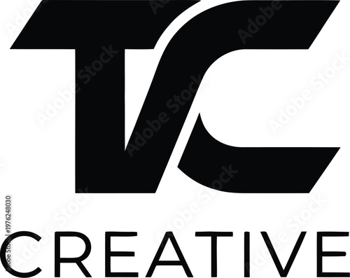 Modern vector logo design featuring creative TC initials and customizable tagline