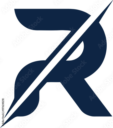Vector graphic illustration of a stylized letter R with a pen nib
