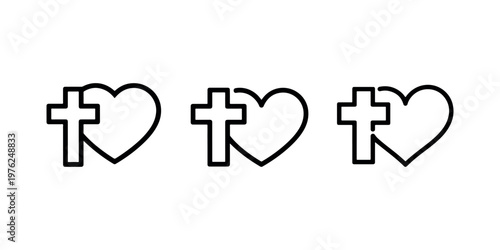 Christian cross inside heart shape love symbol religious faith icon sign of spirituality devotion hope and redemption spiritual connection