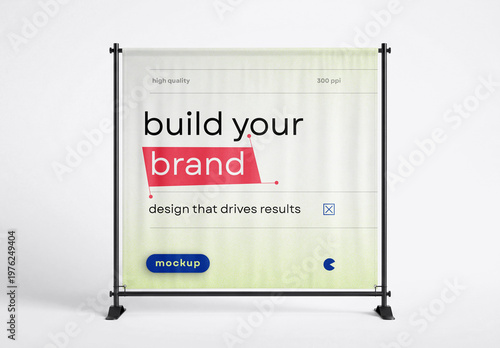 Outdoor Square Branding Poster Stand Mockup with Metal Frame and Editable Background