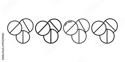 Medical pill and capsule icons for pharmacy healthcare and pharmaceutical industry representation including antibiotic or vitamin supplement vector graphics