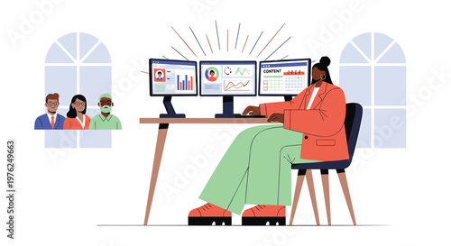 Remote worker, office collaboration, video conference, business productivity, workspace