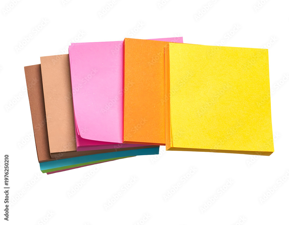 Fototapeta premium Stacked square adhesive notes in vibrant colors
