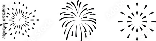 Fire works icon. Event thin line icon, confetti, decoration, fireworks, celebration, and party. Vector illustration !	